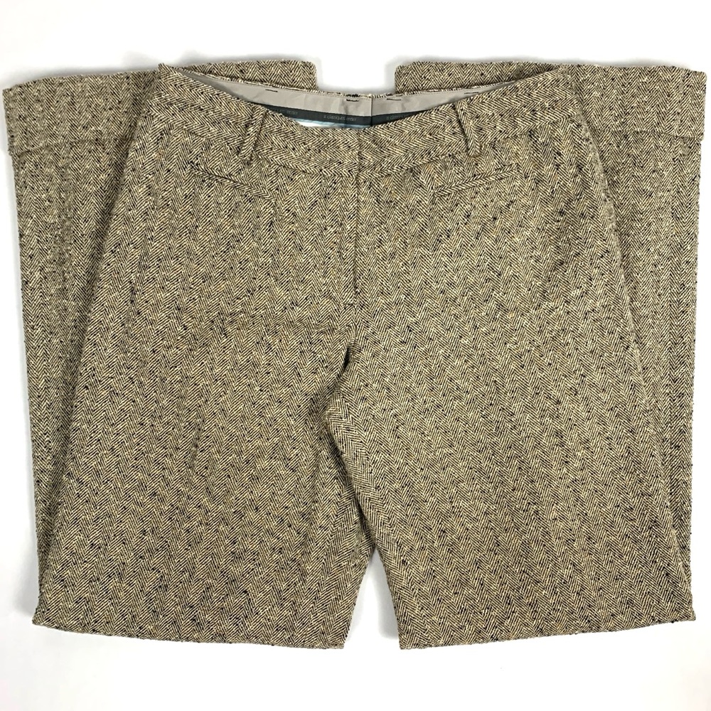 Tan Wool Wide-Leg Pants with Cuff / Size 8